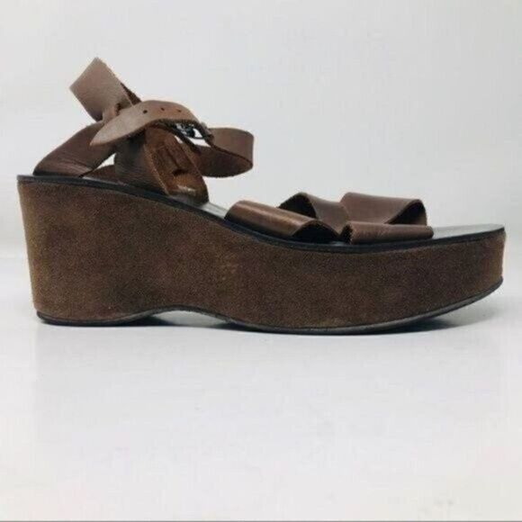 Kork Ease Ava womans Wedge Leather Sandals US9 EU41 B4 brown BoxP - Picture 2 of 8